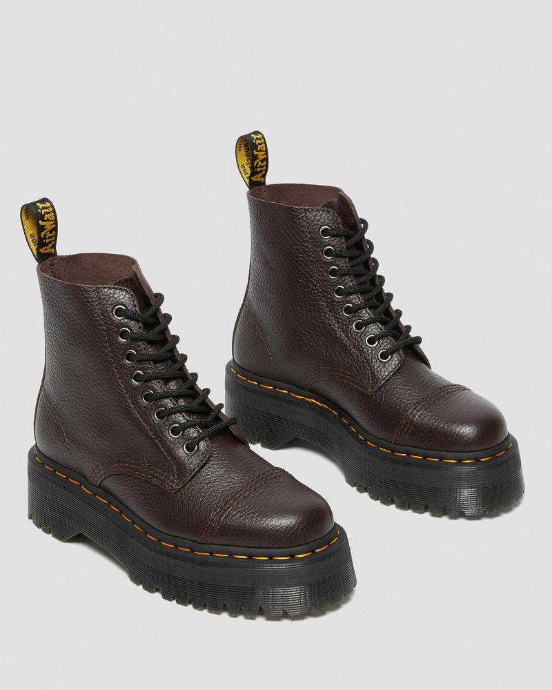 Burgundy Women's Dr Martens Sinclair Milled Nappa Leather Platform Boots | CA 257HAP